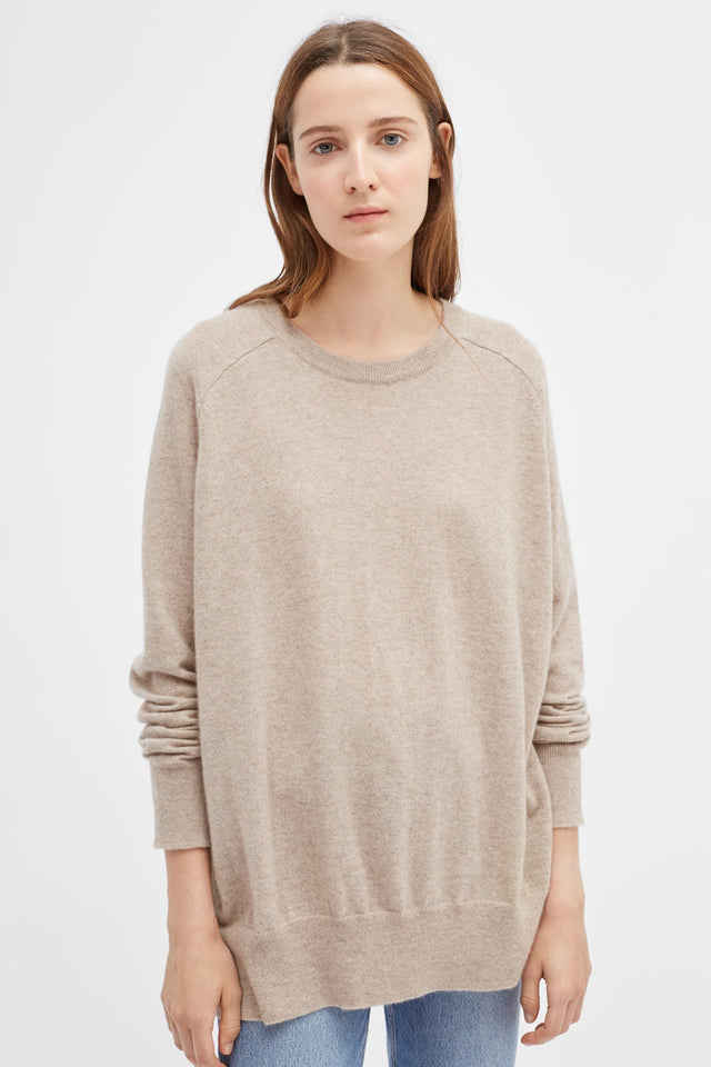 Oatmeal Cashmere Slouchy Sweater image 1