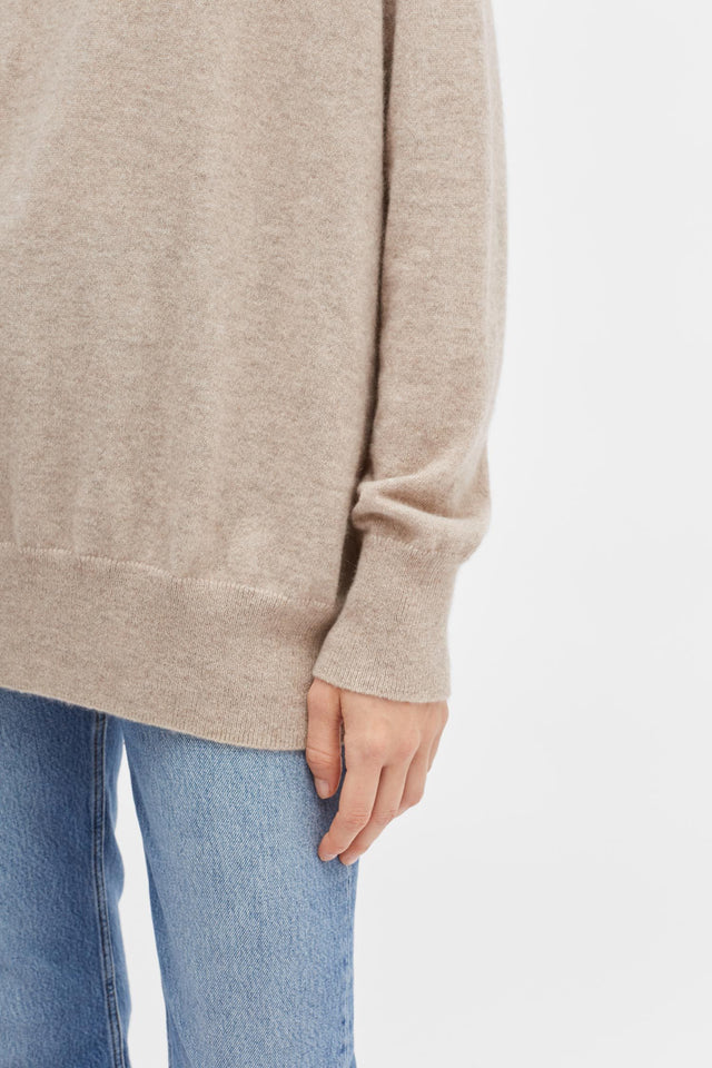 Oatmeal Cashmere Slouchy Sweater image 4