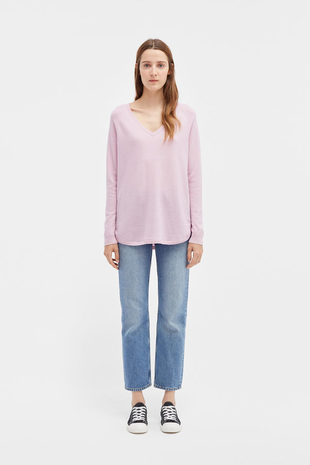 Pink Cashmere V-Neck Sweater image 3