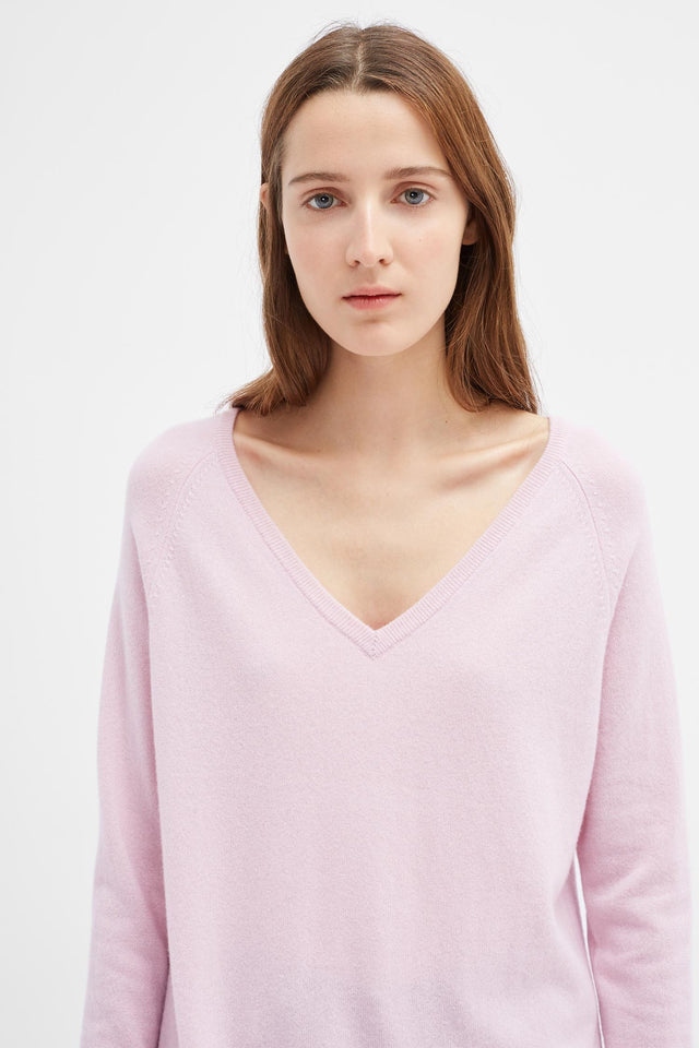Pink Cashmere V-Neck Sweater image 1