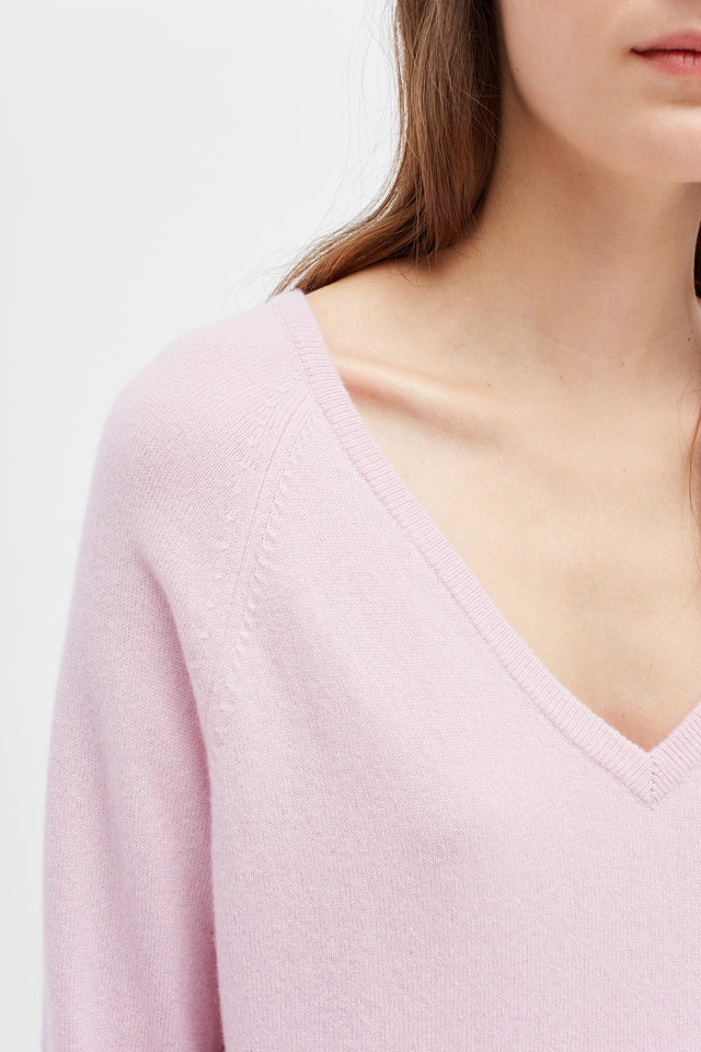 Pink Cashmere V-Neck Sweater image 4