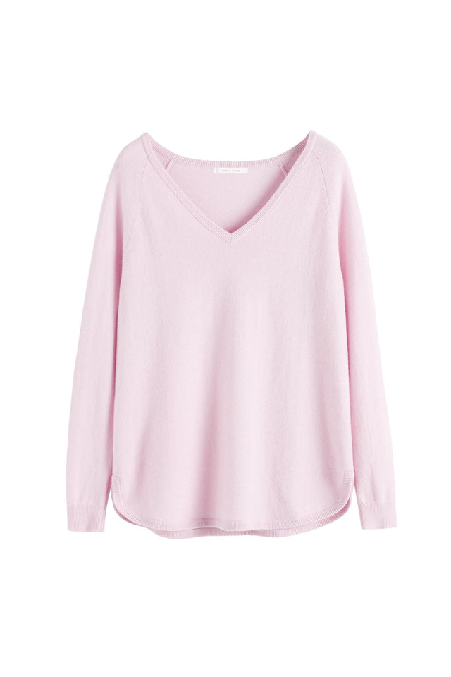 Pink Cashmere V-Neck Sweater image 2