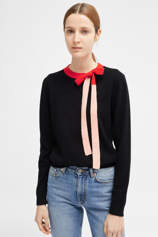 Black Tie Neck Sweater image 4