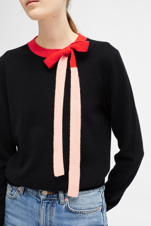 Black Tie Neck Sweater image 1