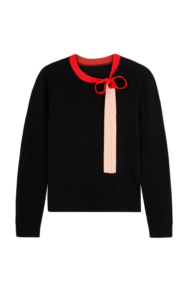 Black Tie Neck Sweater image 2