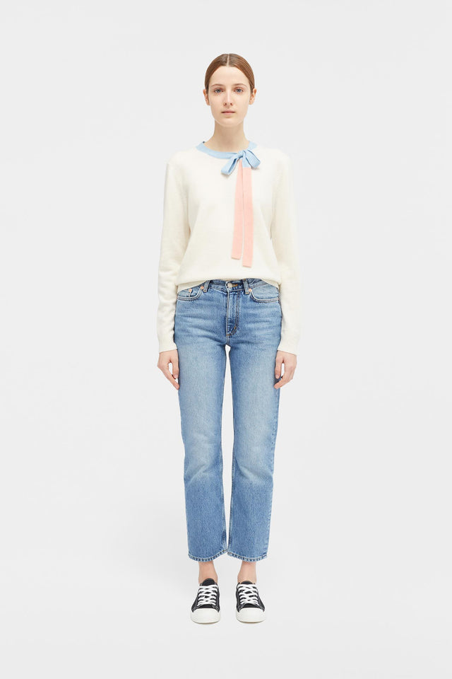 Cream Tie Neck Sweater image 3