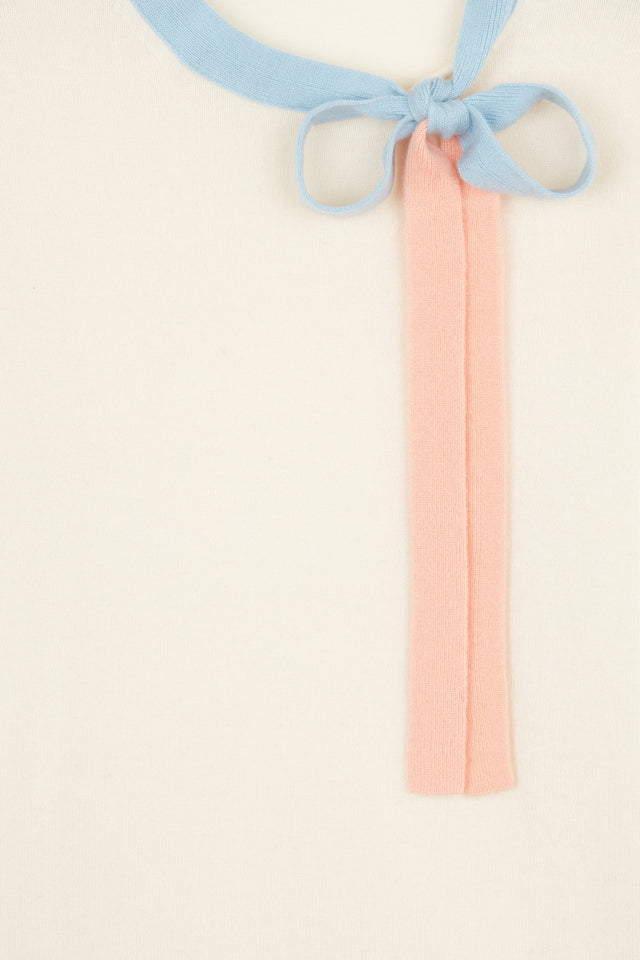 Cream Tie Neck Sweater image 6