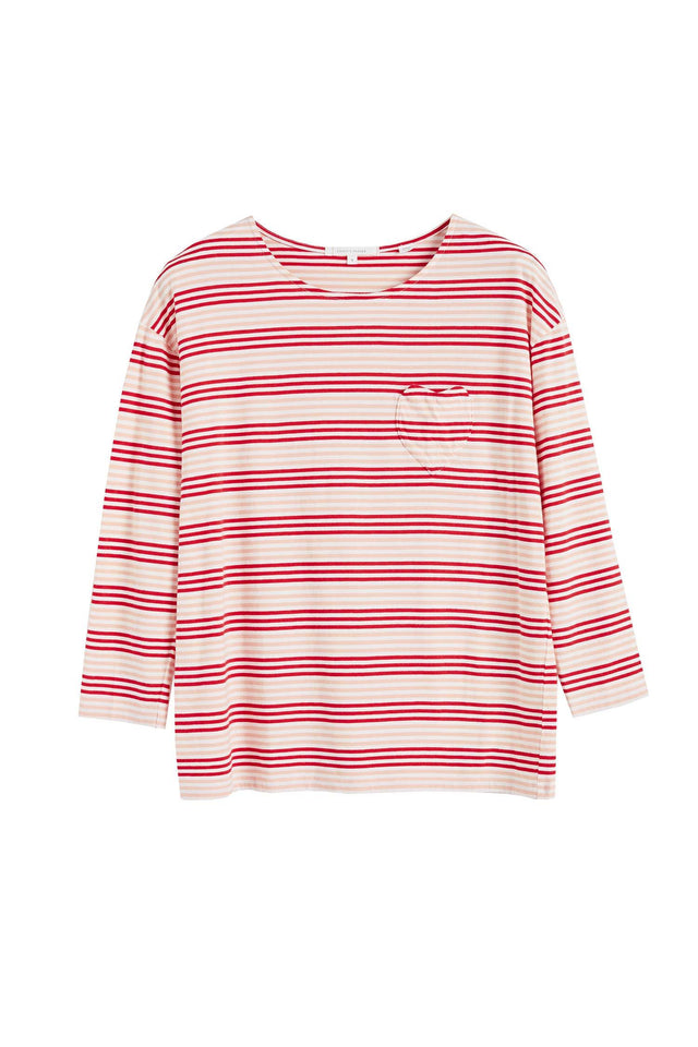 Red & Pink Striped Heart 3/4 Sleeve Shirt image 2