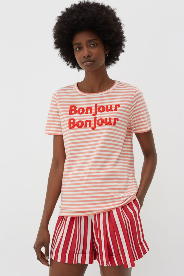 Pink Striped Bonjour Bonjour Organic Jersey T-Shirt image 1
