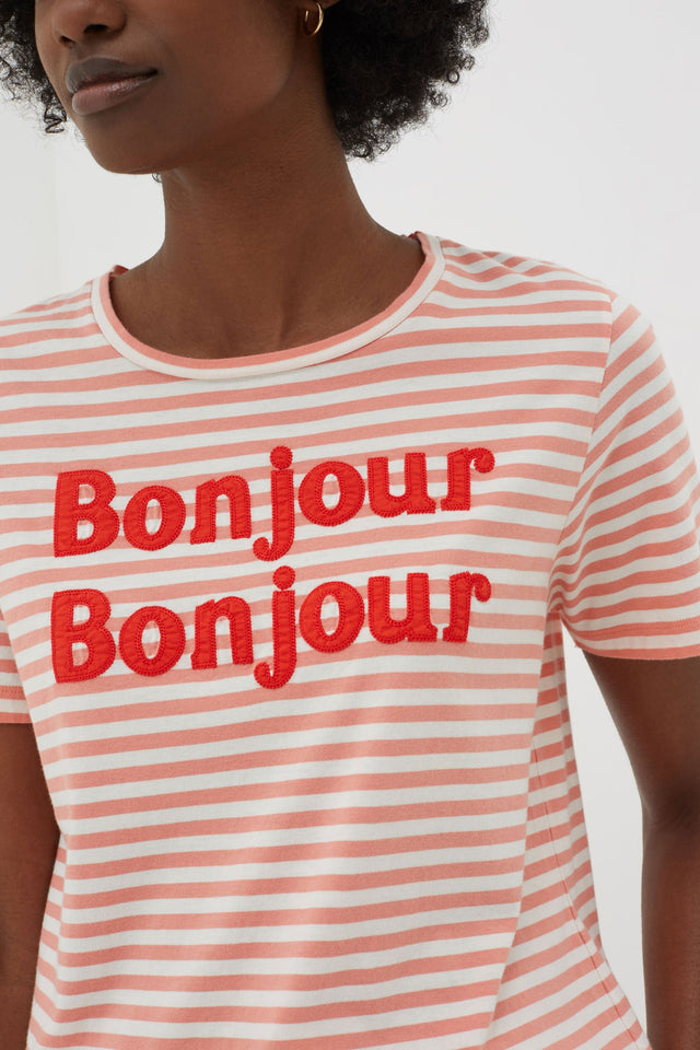 Pink Striped Bonjour Bonjour Organic Jersey T-Shirt image 3