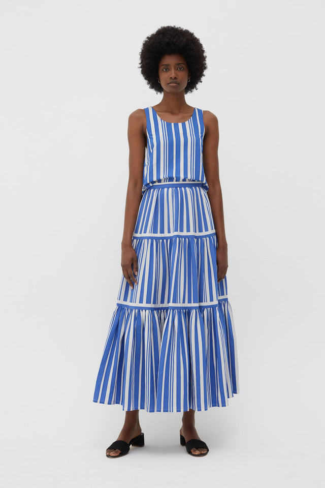 Blue Striped Parasol Tie Back Top image 4