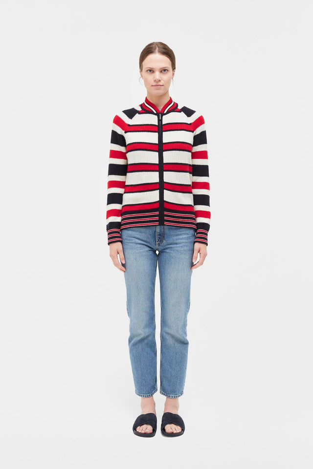 Striped Trapeze Cashmere Bomber image 2