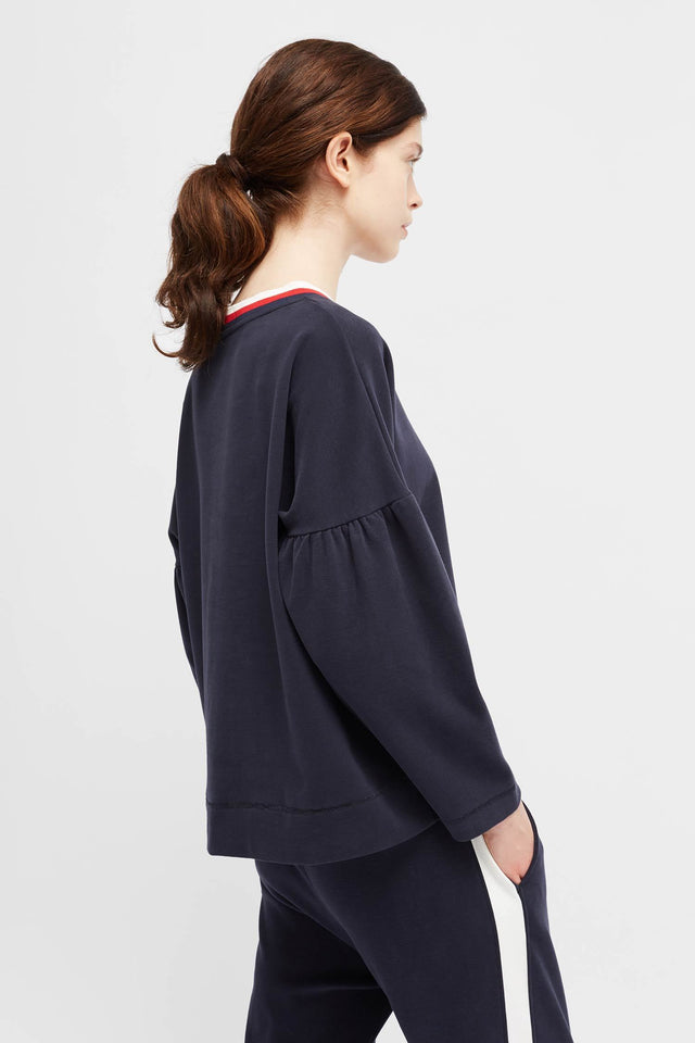 Navy Tulip Sleeve Top image 6