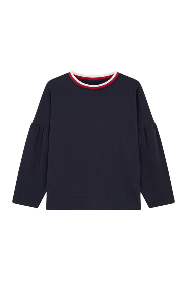 Navy Tulip Sleeve Top image 3