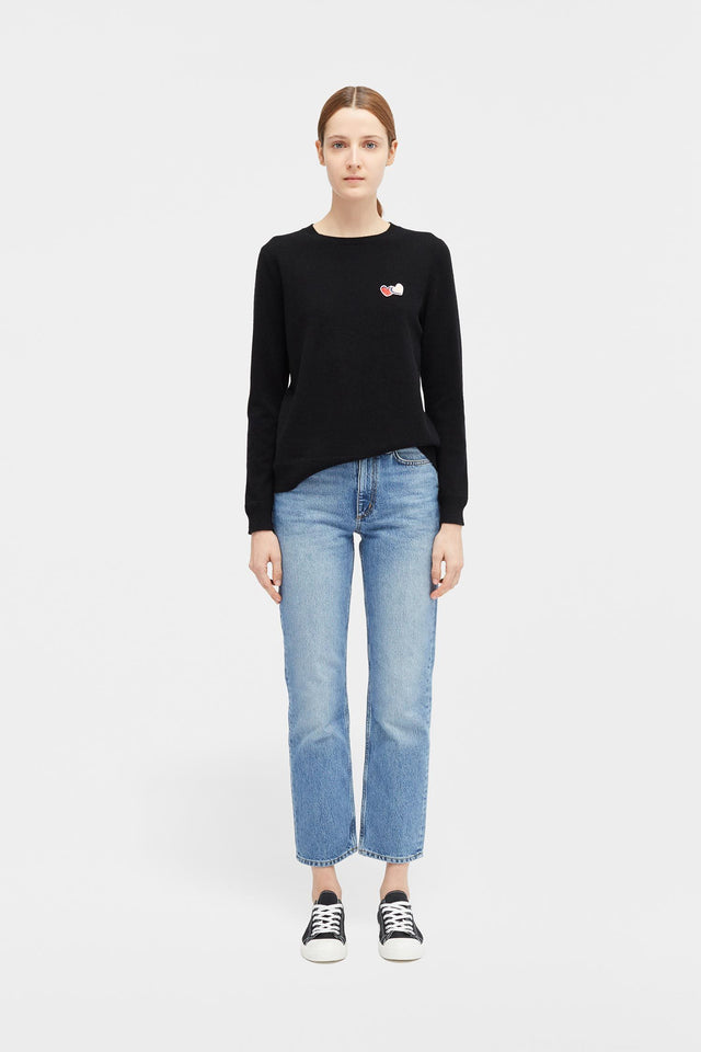 Black Twin Heart Badge Sweater image 3