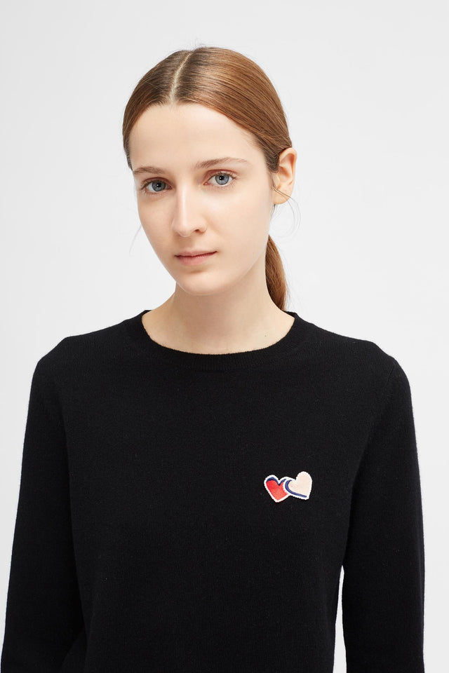 Black Twin Heart Badge Sweater image 4