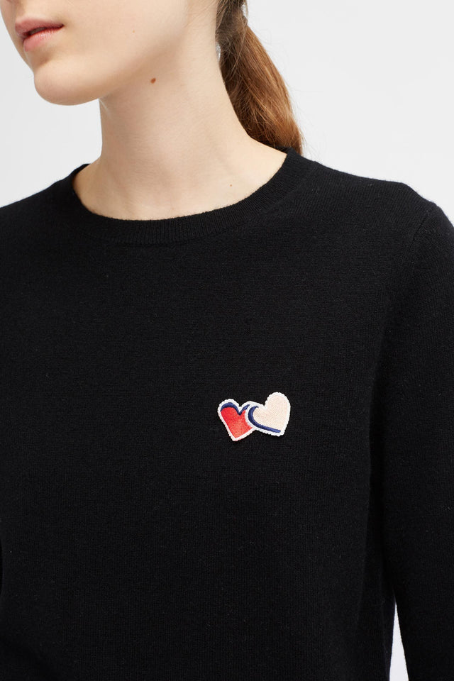 Black Twin Heart Badge Sweater image 1