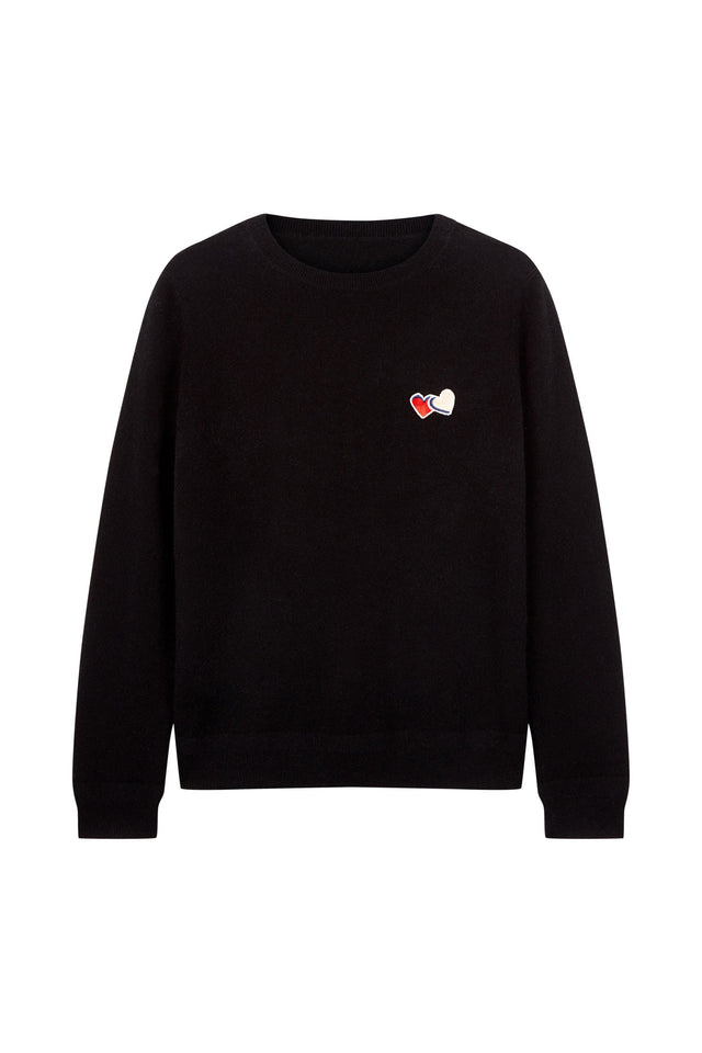 Black Twin Heart Badge Sweater image 2