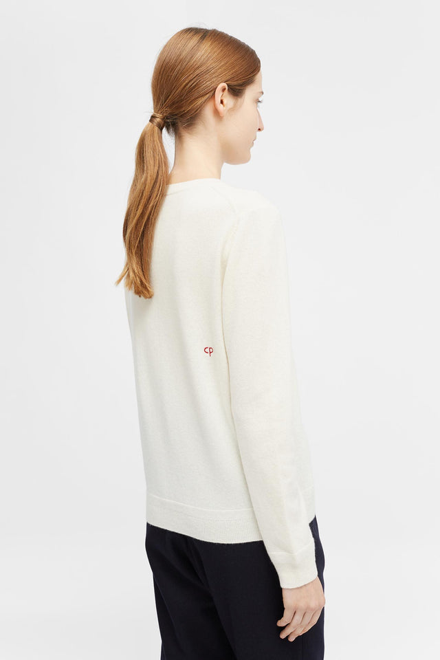 Cream Twin Heart Badge Sweater image 5