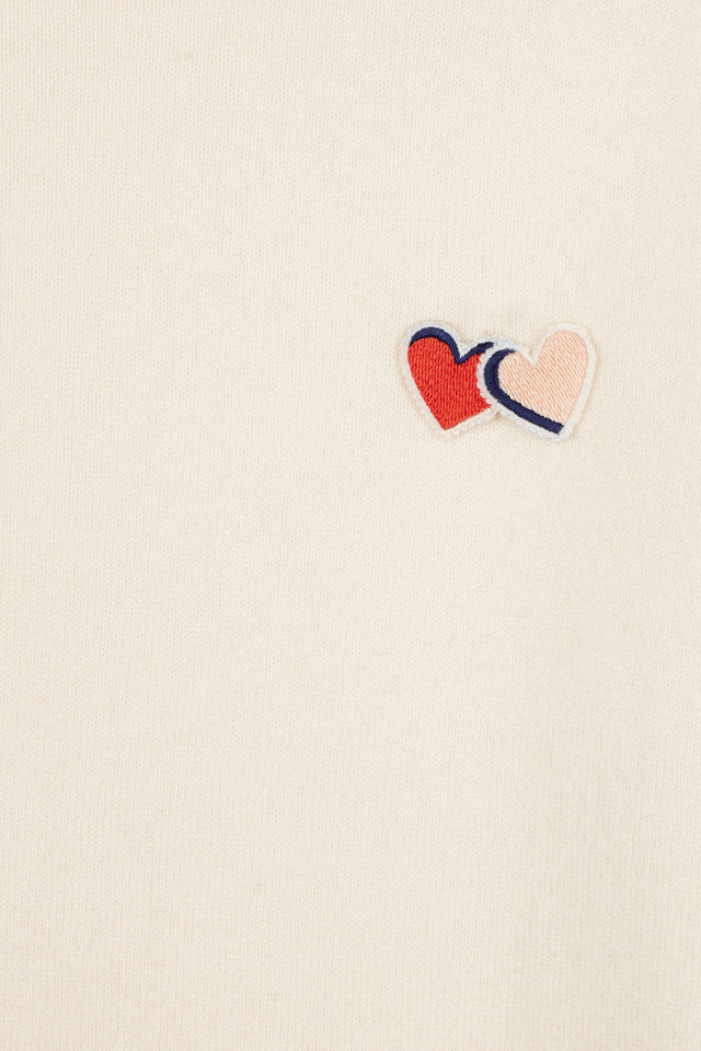 Cream Twin Heart Badge Sweater image 4
