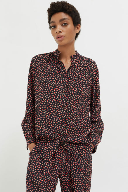 Twin Heart Frilled Collar Shirt