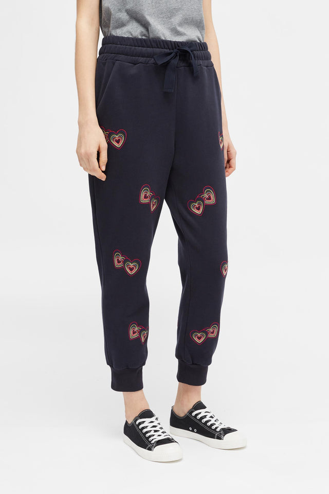Navy Twin Heart Track Pants image 5