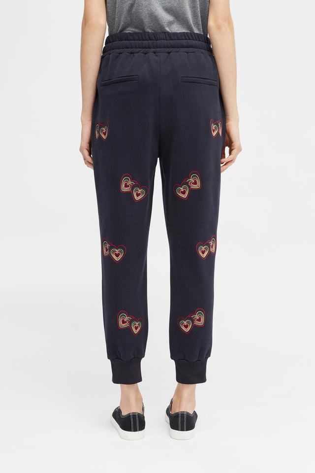 Navy Twin Heart Track Pants image 3