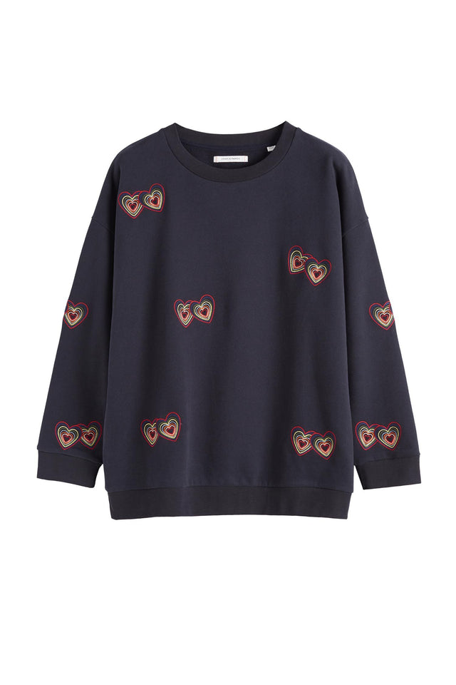 Navy Twin Heart Sweatshirt image 2