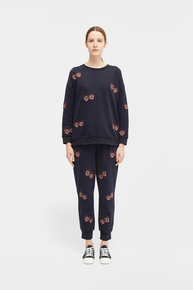 Navy Twin Heart Sweatshirt image 3