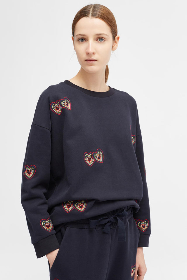 Navy Twin Heart Sweatshirt image 1