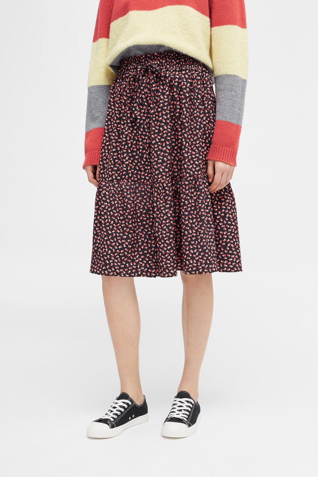 Black Twin Heart Tiered Skirt image 5