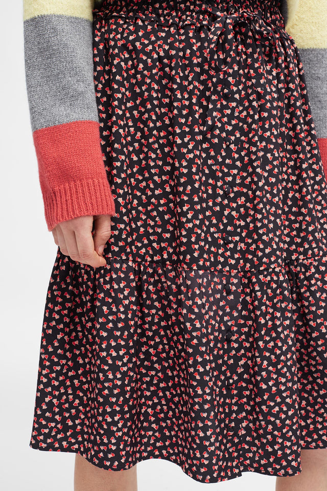 Black Twin Heart Tiered Skirt image 3