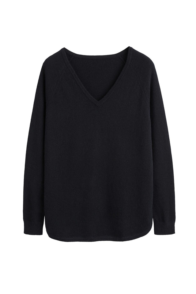 Black Cashmere V-Neck Sweater image 2