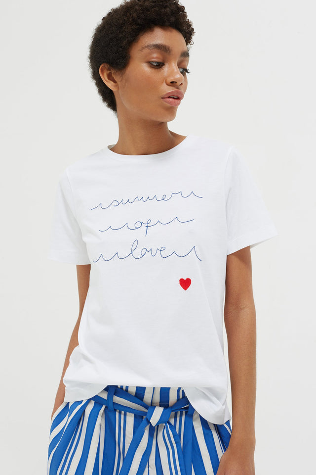 White Summer of Love Cotton Jersey T-Shirt image 1