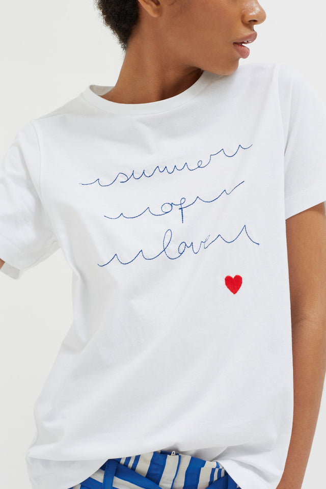 White Summer of Love Cotton Jersey T-Shirt image 4