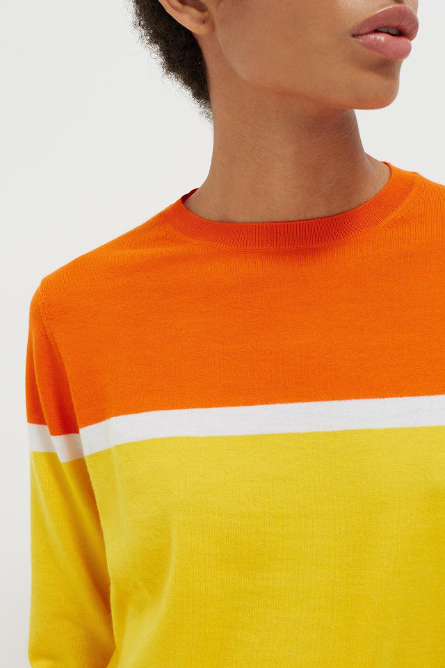 Yellow Colour Block Cashmere Sweater image 4