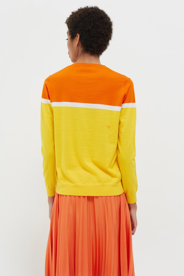 Yellow Colour Block Cashmere Sweater image 5