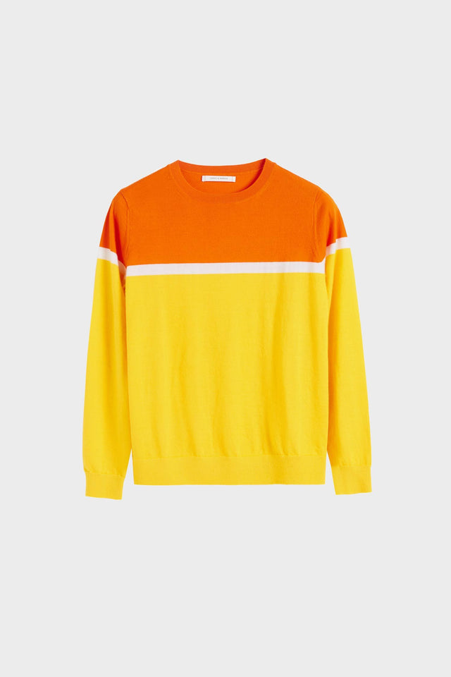 Yellow Colour Block Cashmere Sweater image 2