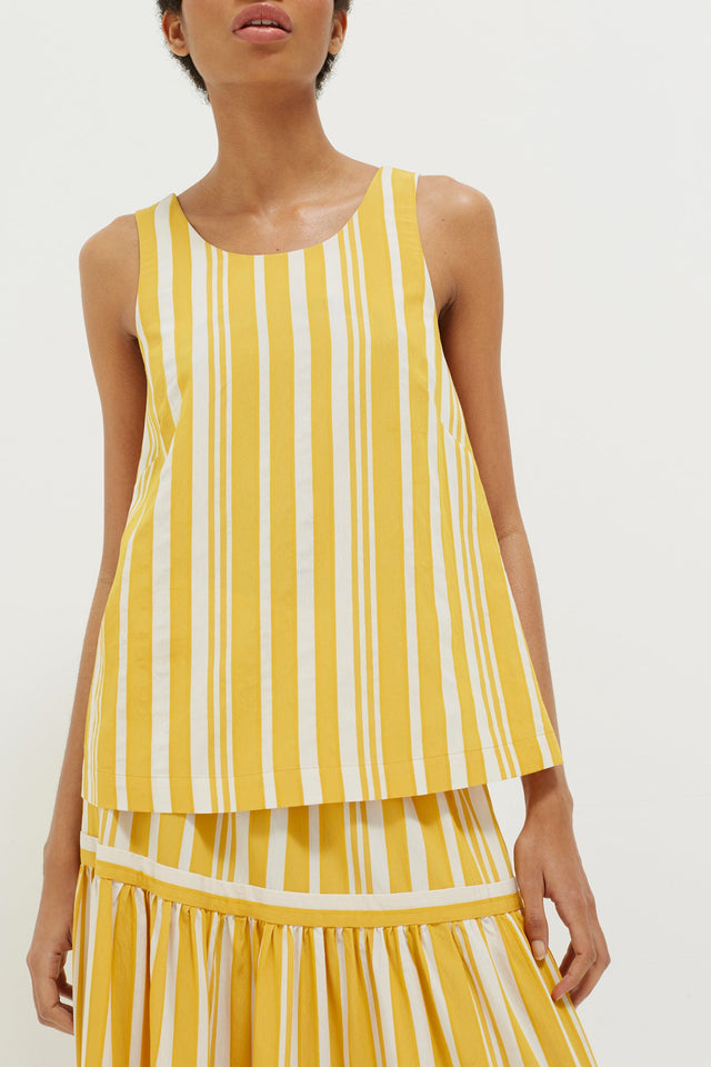 Yellow Striped Parasol Tie Back Top image 5