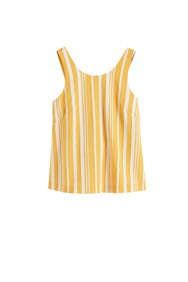 Yellow Striped Parasol Tie Back Top image 2