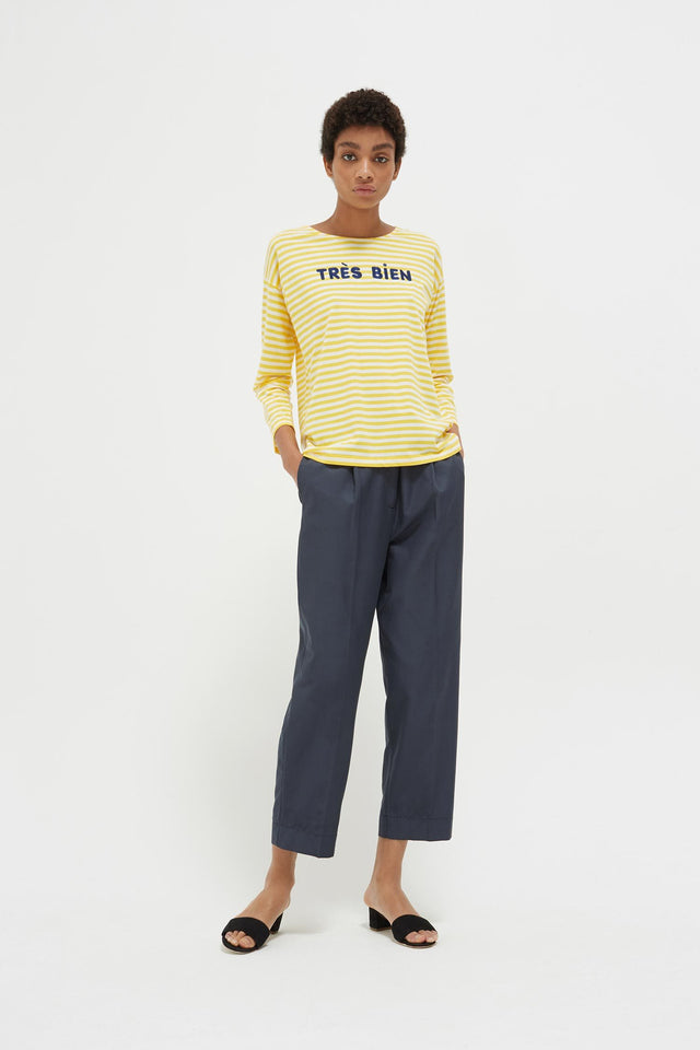 Yellow Striped Très Bien 3/4 Sleeve T-Shirt image 3
