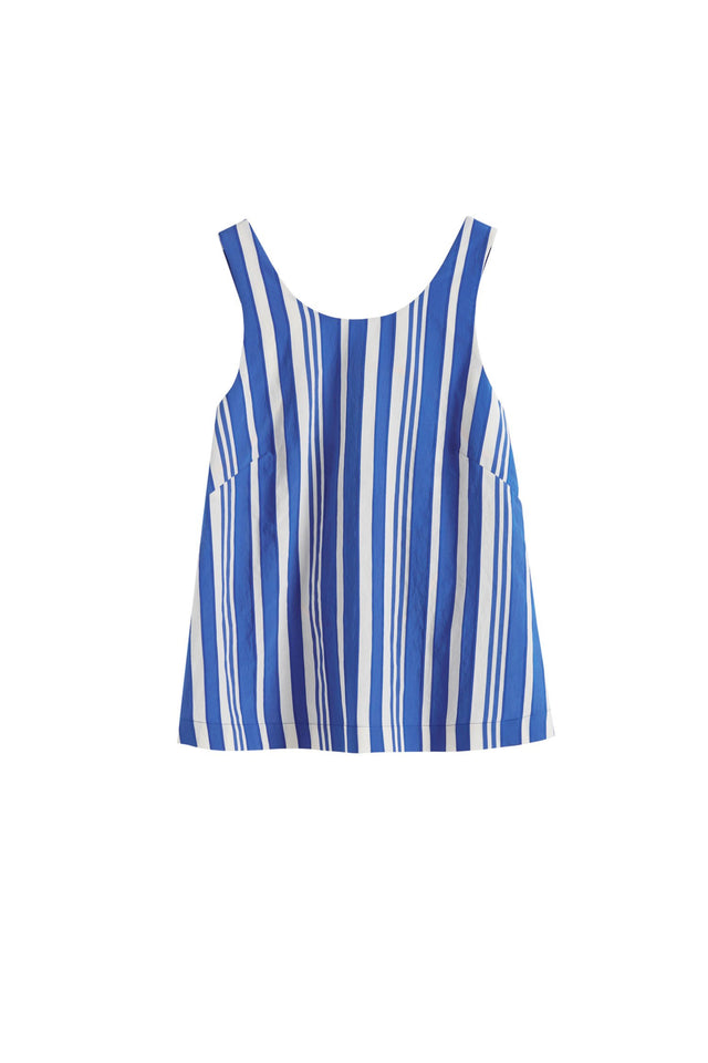 Blue Striped Parasol Tie Back Top image 2